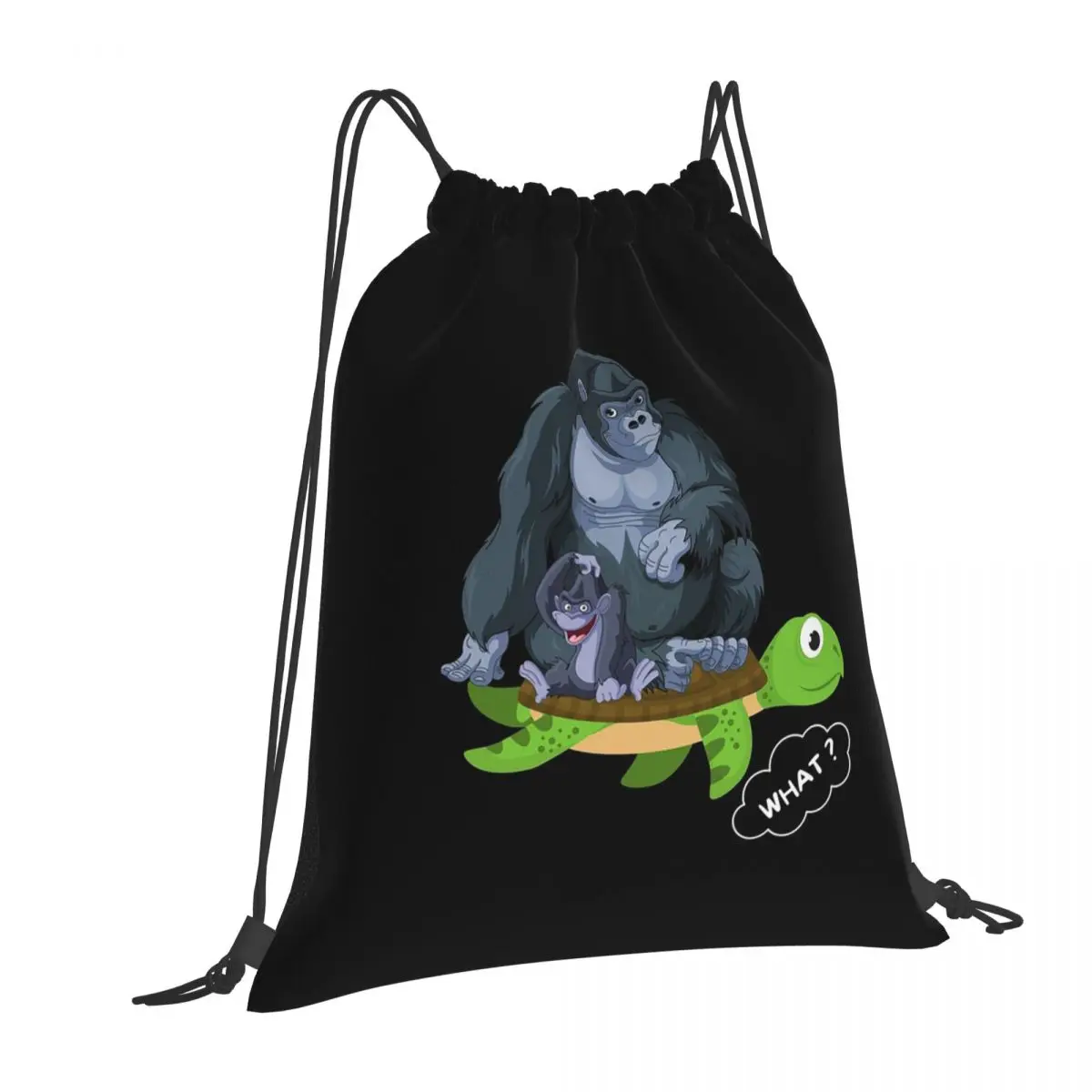 Gorilla Rests On Turtle Backpacks Portable Drawstring Bags Shoes Bag Book Bags for Travel Students