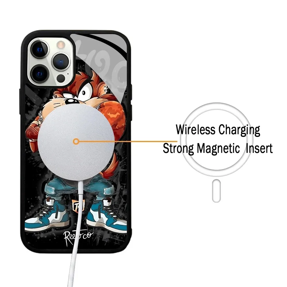 Tasmanian Devil Taz Phone Case Strong Magnetic For IPhone 15 14 13 Pro Max Mini Alex Mirror For Magsafe Wireless Charging Cover