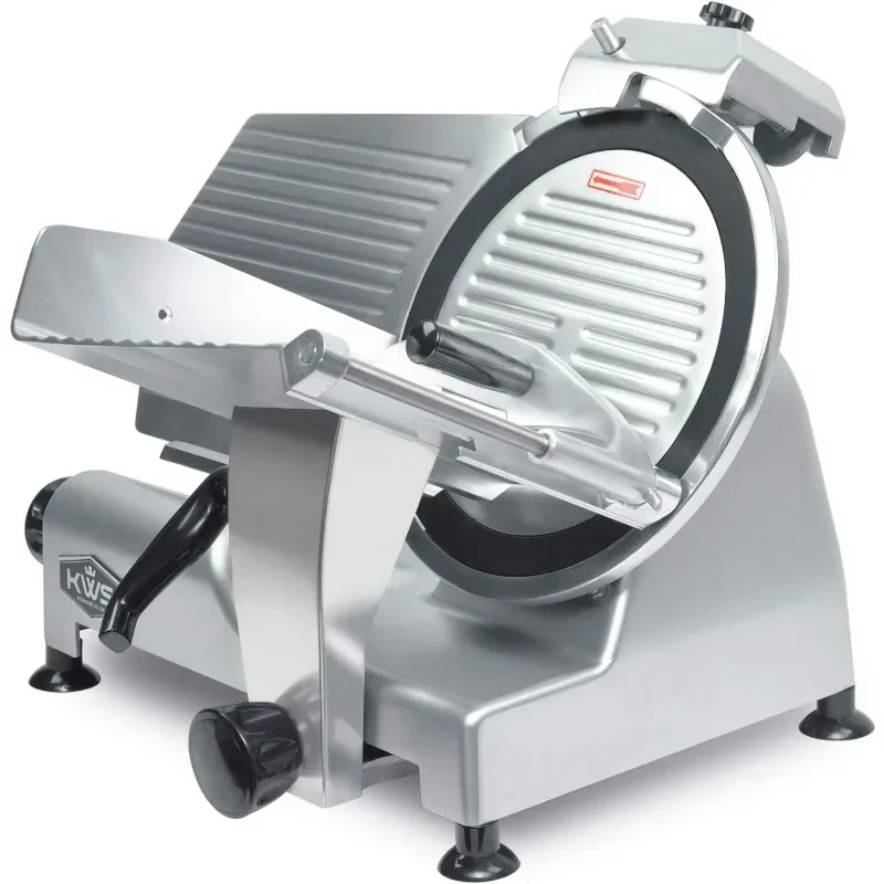 KWS MS-12NT Premium Commercial 420w Electric Meat Slicer 12-Inch Non-sticky Teflon Blade, Frozen Meat/Cheese/Food Slicer