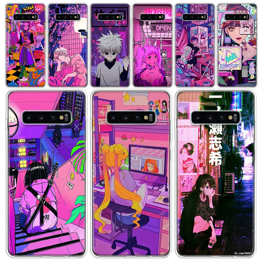 Anime Vaporwave Glitch Purple Transparent Soft Phone Case for Samsung Galaxy M21 M30S M31 M32 M52 Note 20 Ultra 10 Lite 9 8 J4 J