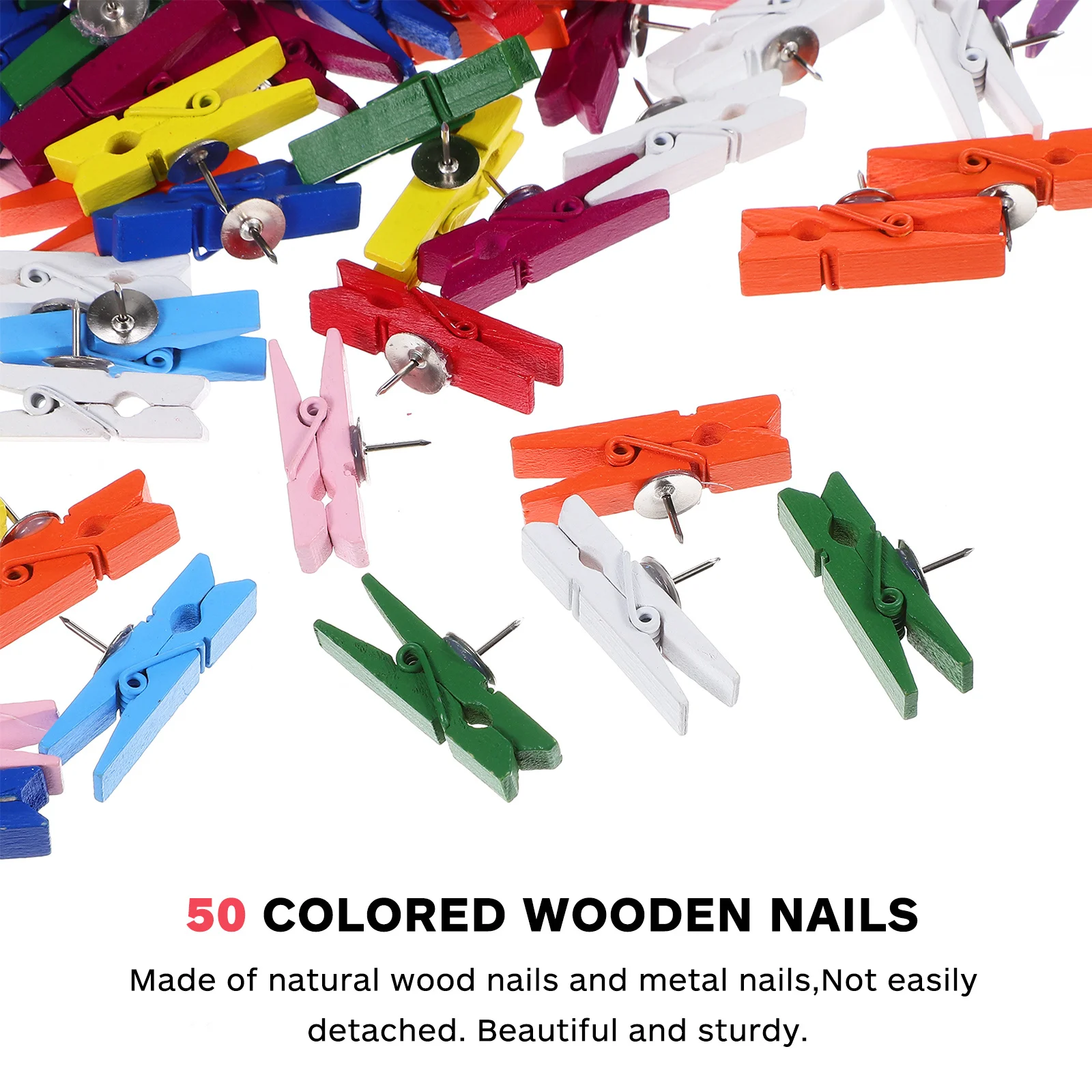 50 قطعة مقاطع دبوس دفع خشبية متعددة الأغراض لوحة الإعلانات دبابيس مسامير الإبهام للوحة الفلين الفصول الدراسية مكتب ديكور المنزل معدن قوي