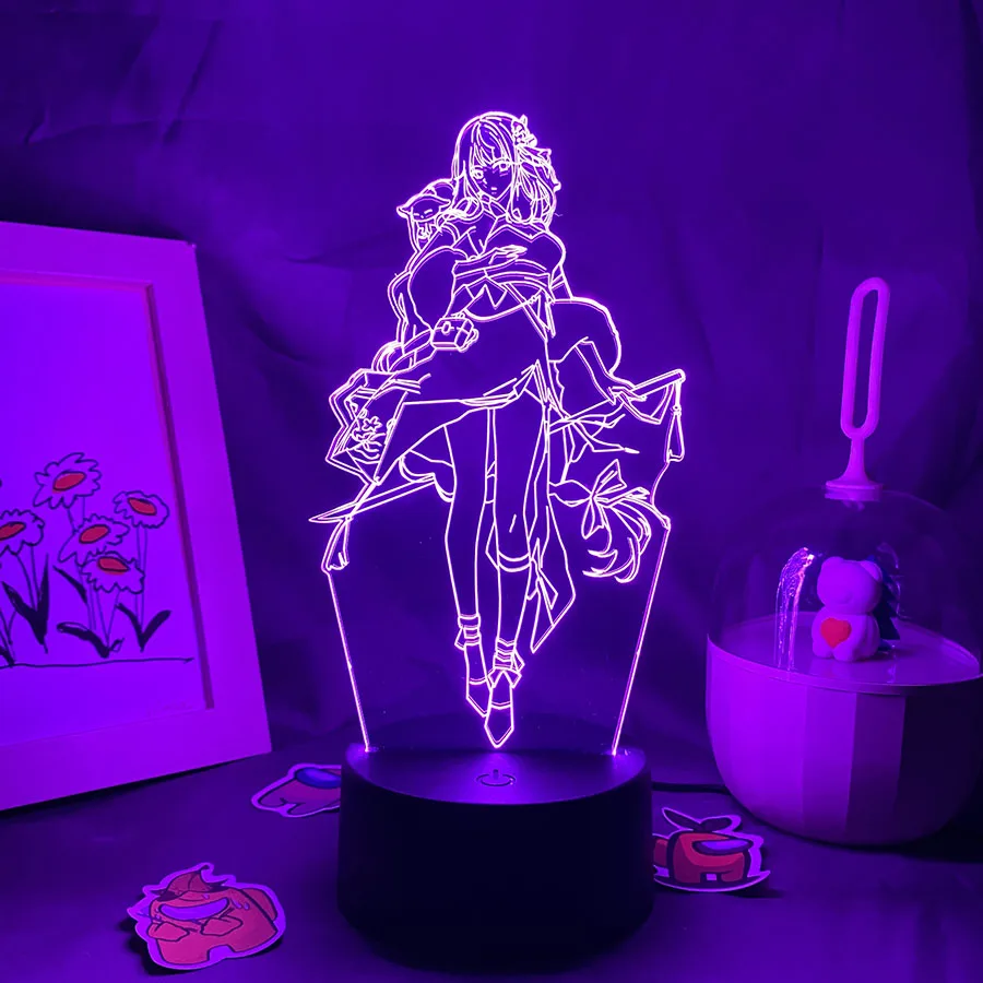 

Game Genshin Impact Figure Beelzebul-Raiden Shogun 3D LED Night Lights Gift For Friend Gaming Room Table Decor Manga Lava Lamp