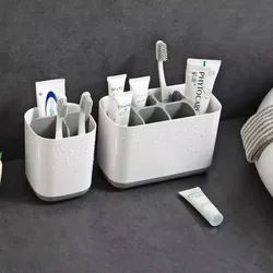 Electric Toothbrush Makeup Brush Holder Toothpaste Storage Case Large Capacity Detachable Portable with Drain Hole Rack