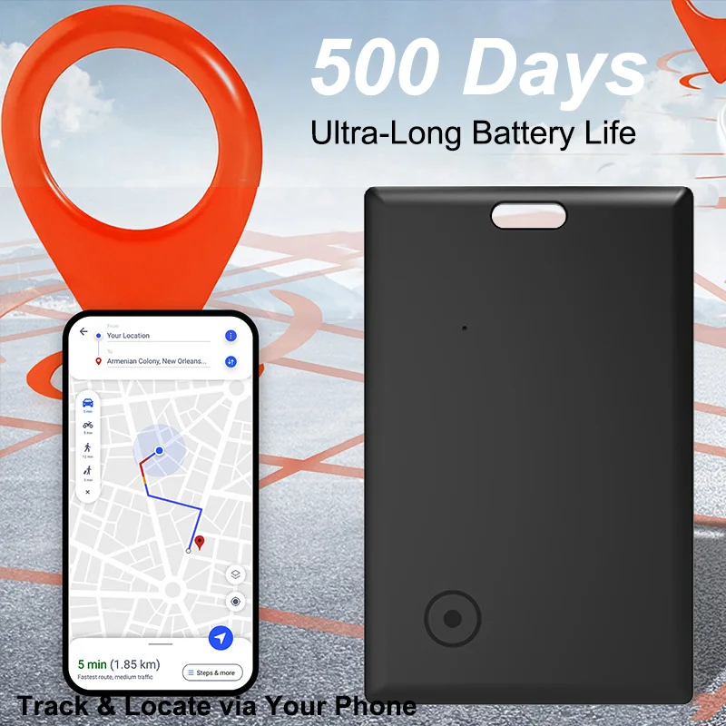 

Новый Bluetooth-трекер для багажа, кошелька, ключей, совместим с Android Find Hub, отслеживание местоположения, срок службы батареи до 500 дней.