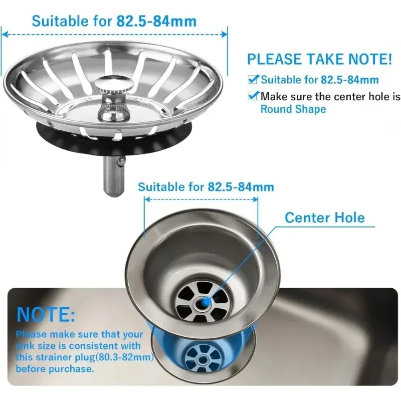 78/79/82/84mm Kitchen Sink Filter Hole Bathtub Hair Catcher Stopper Bathroom Sewer Drain Strainer Basin Sink Waste Filter Tool