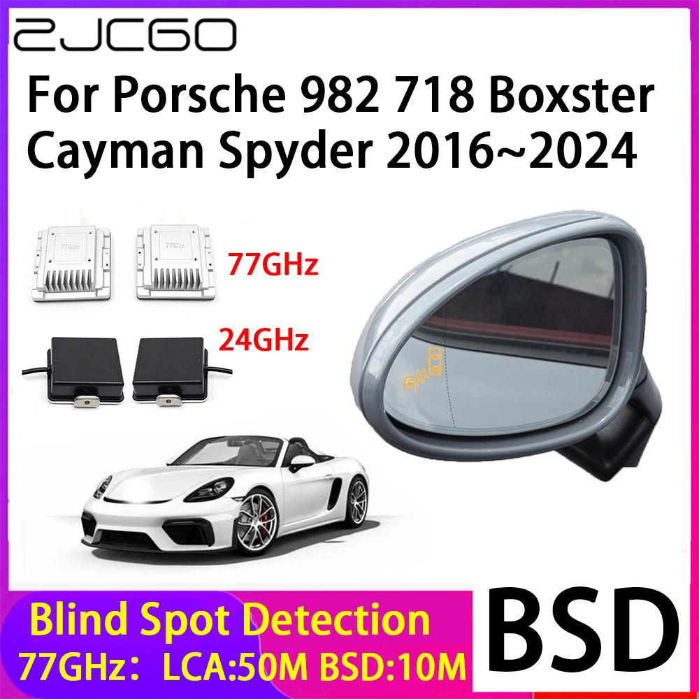 ZJCGO Car Blind Spot Detection BSD Mirror Rear Radar Detection System for Porsche 982 718 Boxster Cayman Spyder 2016~2024