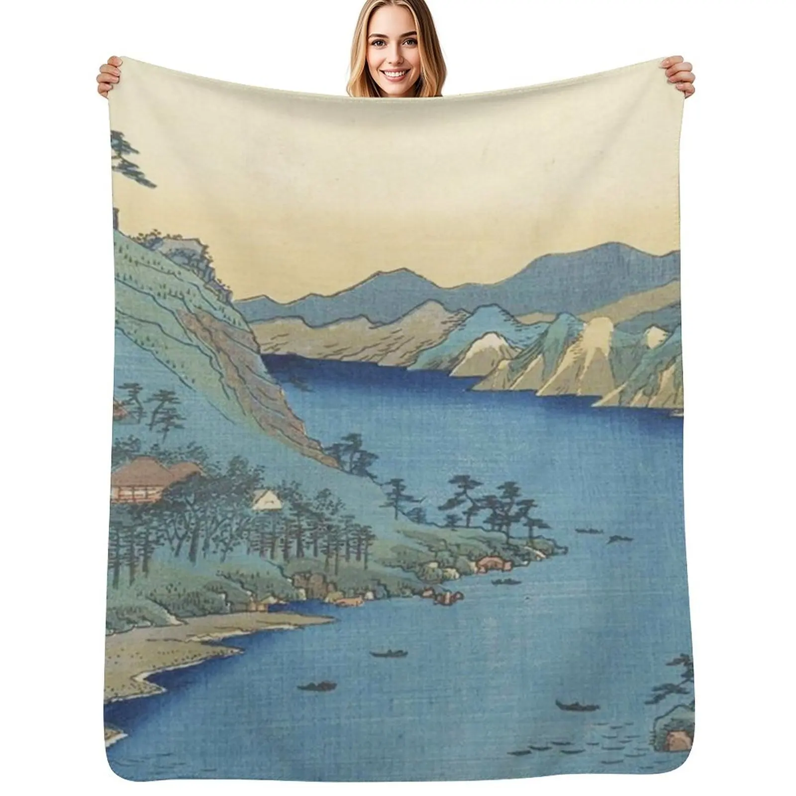 

HD Province of Totomi: Lake Hamana, by Utagawa Hiroshige HIGH DEFINITION Throw Blanket sofa bed Furrys Blankets