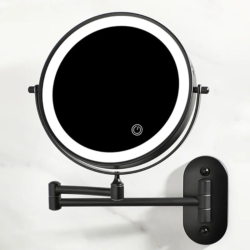 

Black Led Folding Bathroom Mirrors Quality Metal 3X Magnifying Home Hotel Bathroom Lady Makeup Mirror Fashion Bathroom Mirror