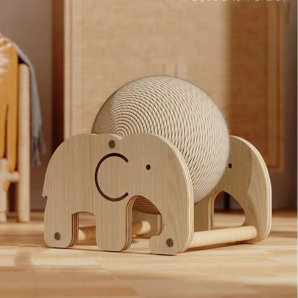 

Creative Wooden Cat Scratching Ball Toy Wear-resistant Non-Slip Kitten Sisal Rope Ball Stable Cat Scratching Board Pet Furniture