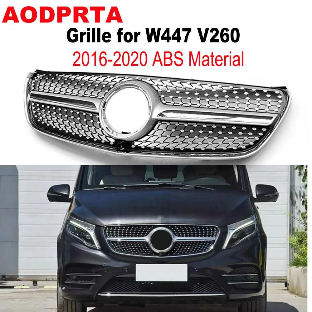 

Diamond Radiator /GTR Style Front Bumper Grille Grill Mesh Hood for Mercedes V Class W447 V220 V250 V260 2016-2020