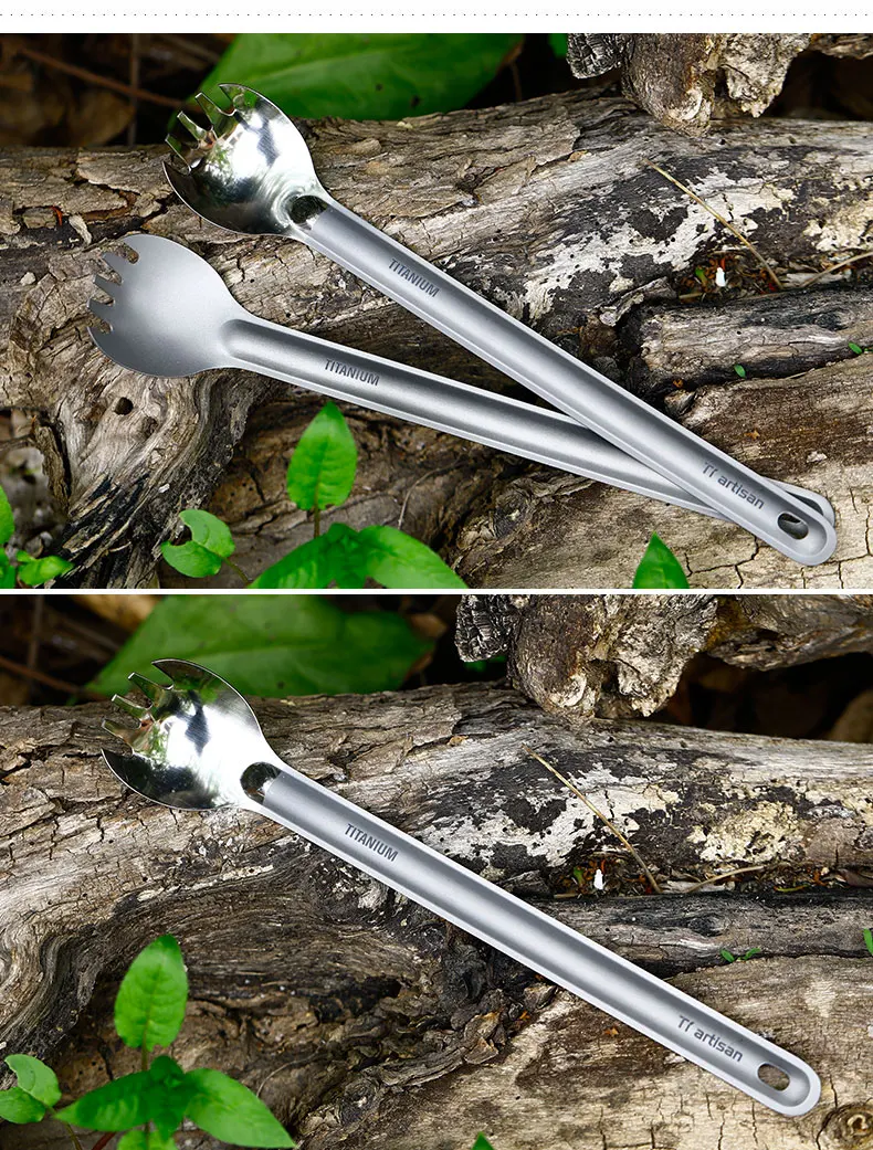 Tiartisan Titan-Göffel mit langem Griff, Besteck, ultraleichtes Geschirr im Freien, tragbares Geschirr, Campingausrüstung – Detail 13
