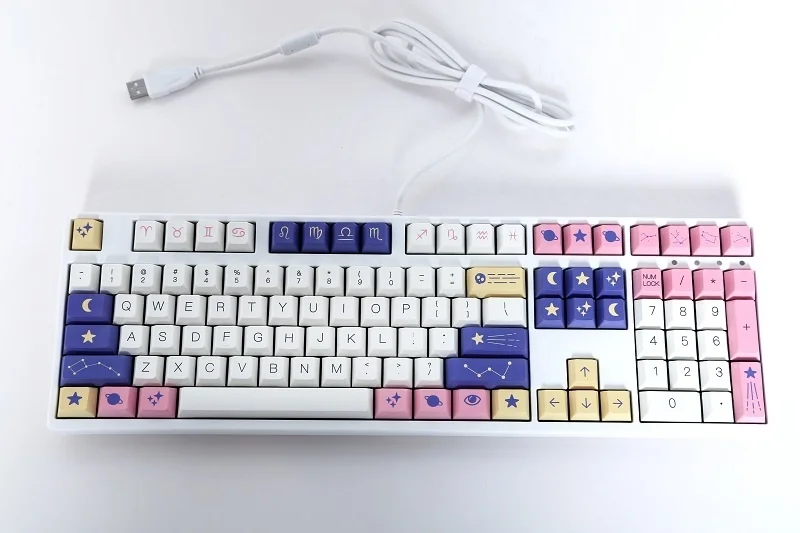 131 kunci/set astrolokeycap PBT Dye Subbed Keycap untuk Keychron 65% 75% Poker GH60 GK64 FL980 bukan SP topi kunci Cherry Profile