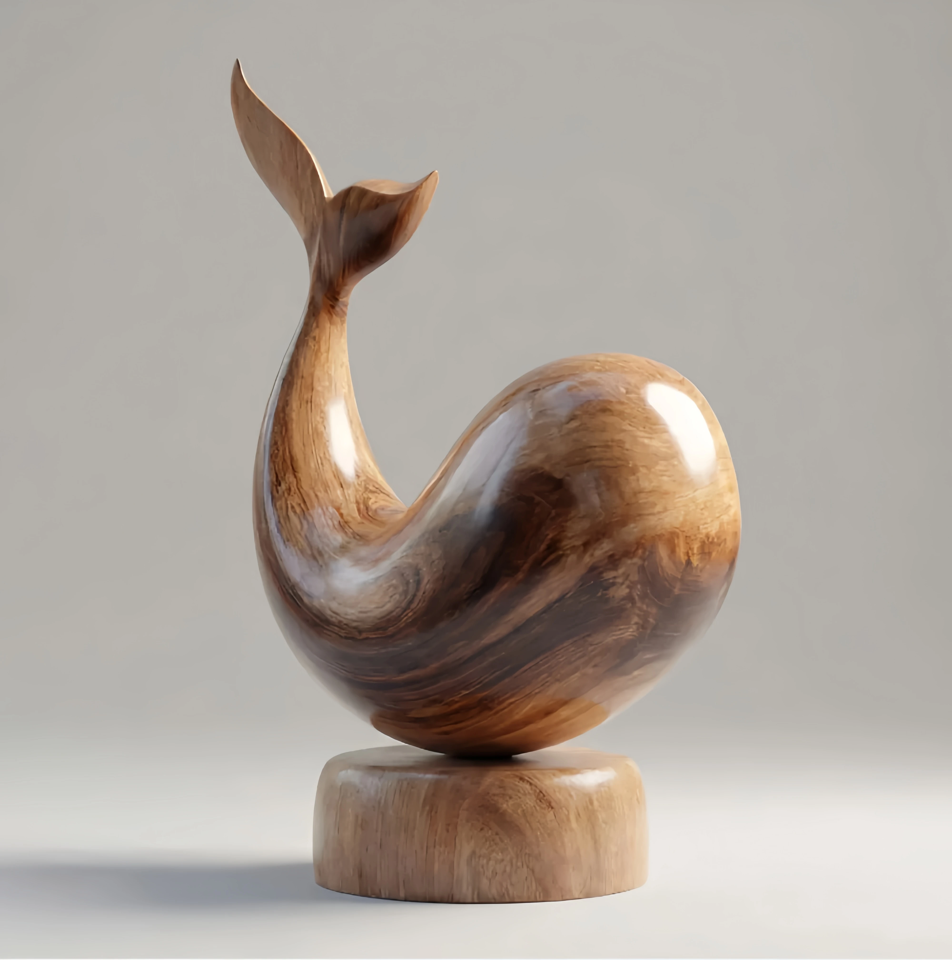 Wooden Engraved Handmade Customizable Modern Whale Ornament Polished Natural Wood Grain Statue For Caf Dining Room Boutique
