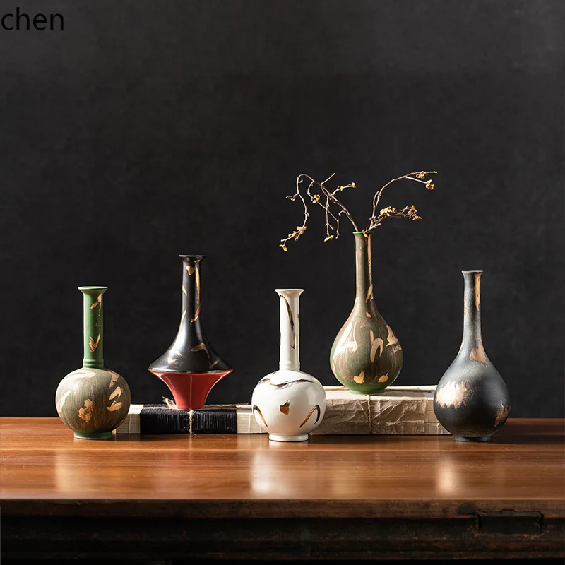 CZ White Gilded Flower Arranger Celestial Globe Vase Model Room Tea Table Tea Desk Ornament Vase