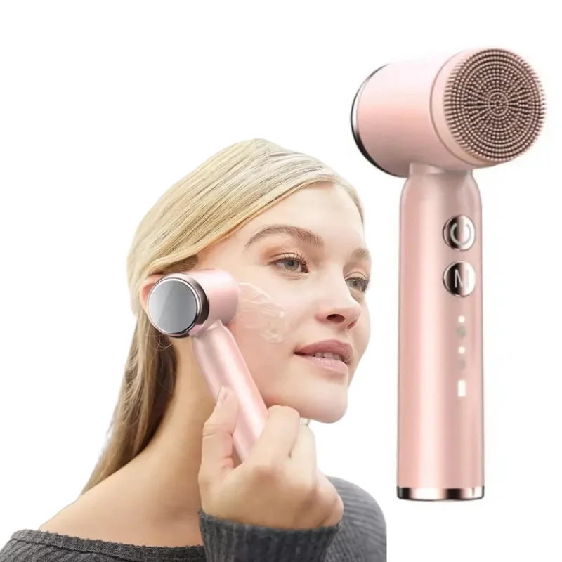 Massageador facial ultrassônico portátil à prova d'água, escova de limpeza, escova facial elétrica de silicone, limpador facial