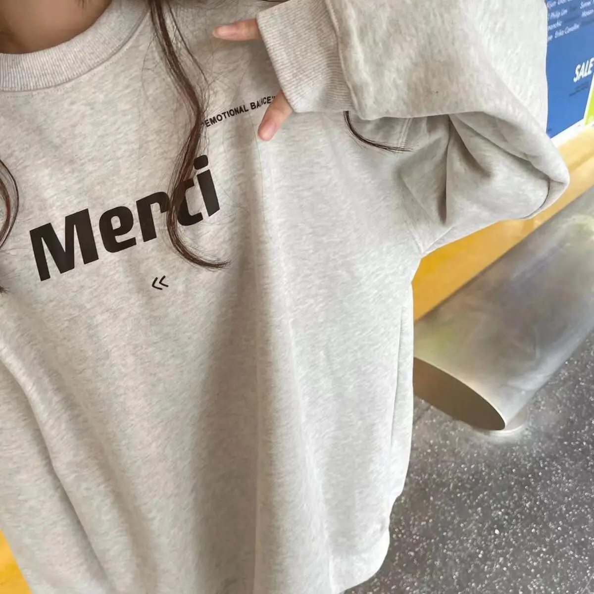 Korean style long-sleeved trendy autumn and winter sweatshirt for girls, round neck ins top, thickened new style, loose and lazy