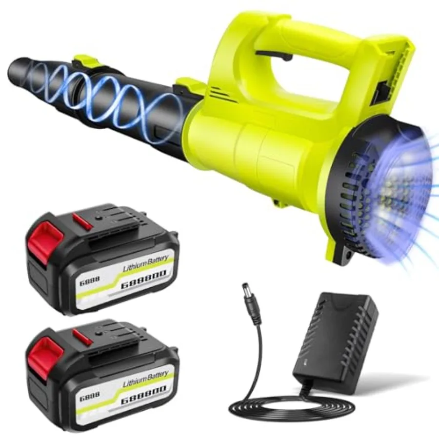 

Аккумуляторная воздуходувка для листьев с 2 батареями 15000 мАч и зарядным устройством, 500000 об/мин, 500 Вт, электрическая воздуходувка с силой обдува 14 2000G T