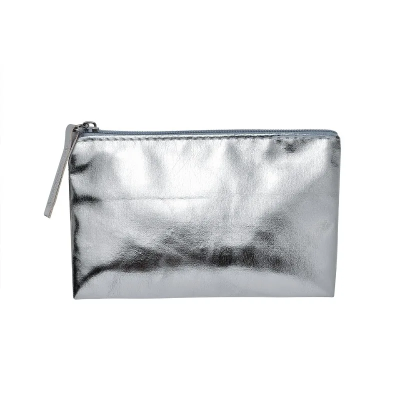 Korean Style Small Item Bag Solid Color Coin Purse Zipper Coin Purse Outdoor Silver PU Cosmetic Bag Retro Coin Purse Wallet