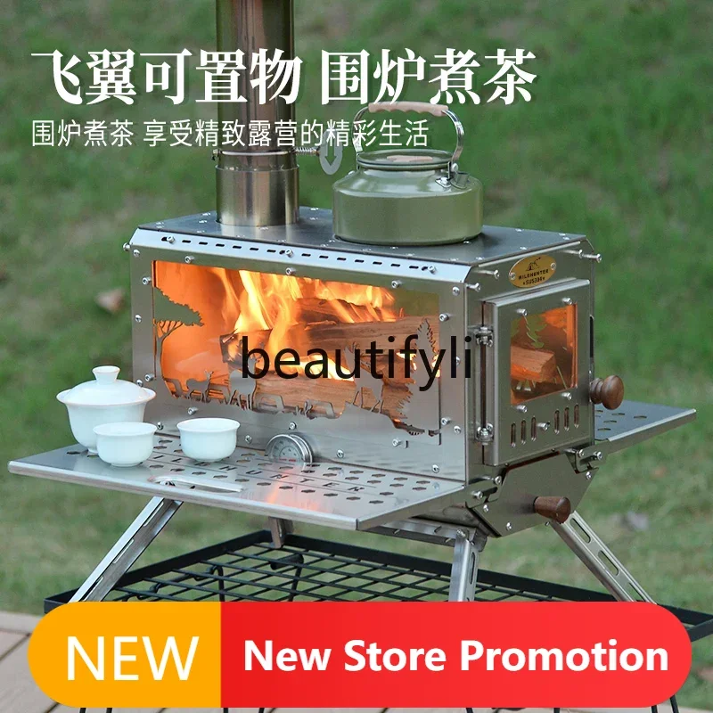

E132 Outdoor Camping Knight Large Firewood Stove Tent Indoor Pellet Barn Heating Picnic Oven Fireplace