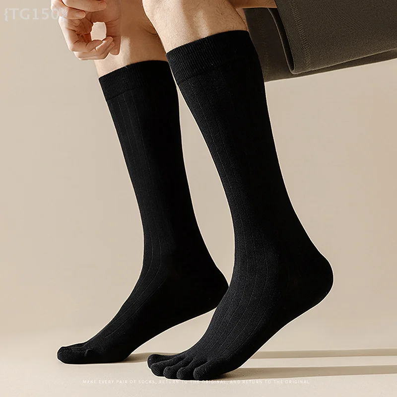 【N】Calcetines con puntera para hombre para todas las estaciones, diseño de algodón transpirable con compartimentos separados para uso de negocios