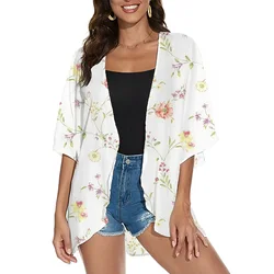 Beachwear Pullover Luxury Women's Social Shirt Fashion Top 3D 3D Printed Batwing Sleeve Chiffon Kimono Women's Swimwear Plus