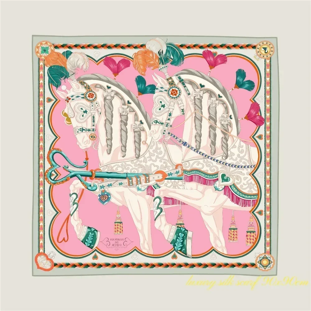 Gift Spring New Sweet Love Warhorse Versatile Decorative Curling Double-sided Heterochrome Large Square Scarf Chest Wrap Scarf