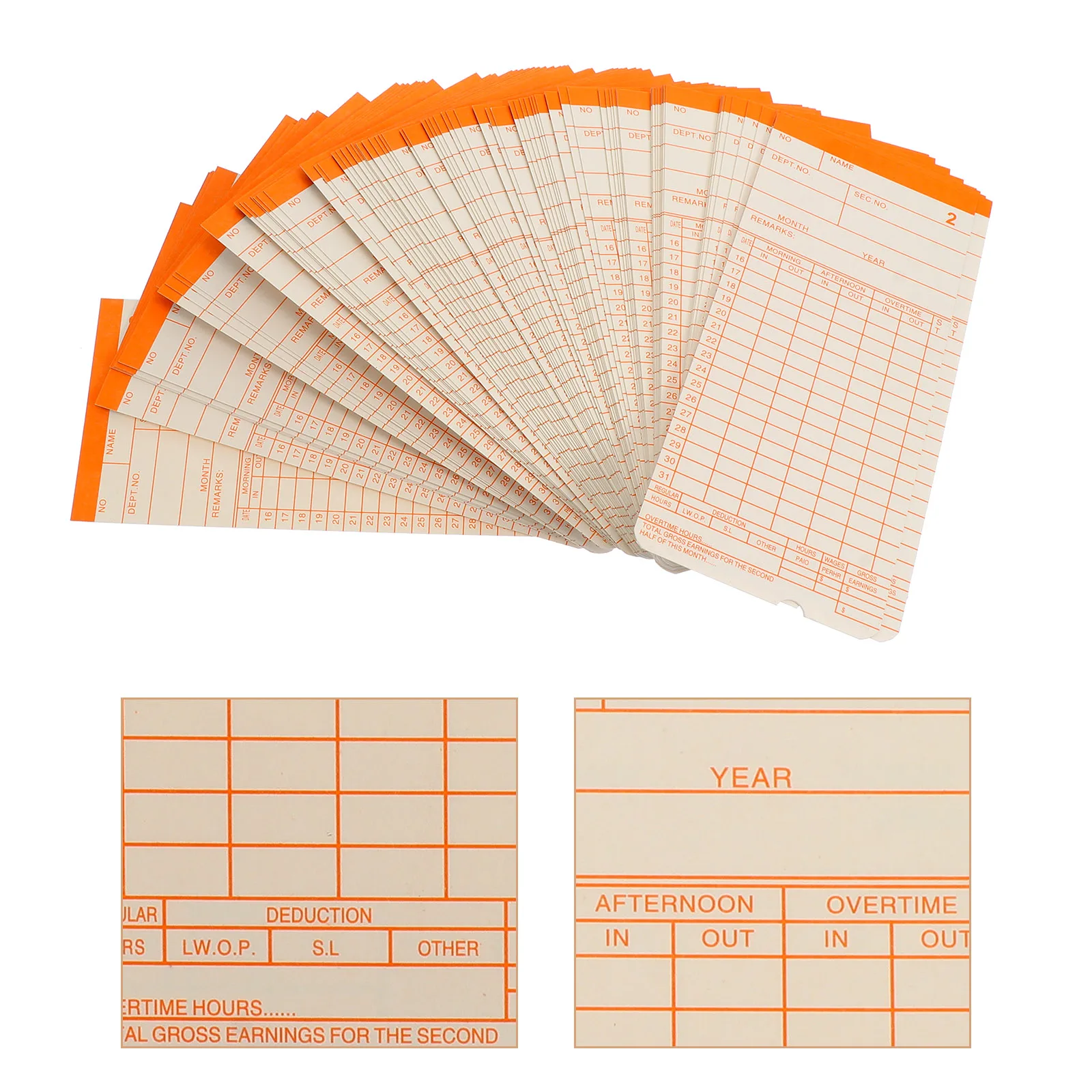 Attendance Recorder Cards For Office Factory Time Clocking Machine Monthly Format Double-Sided Paper Cards