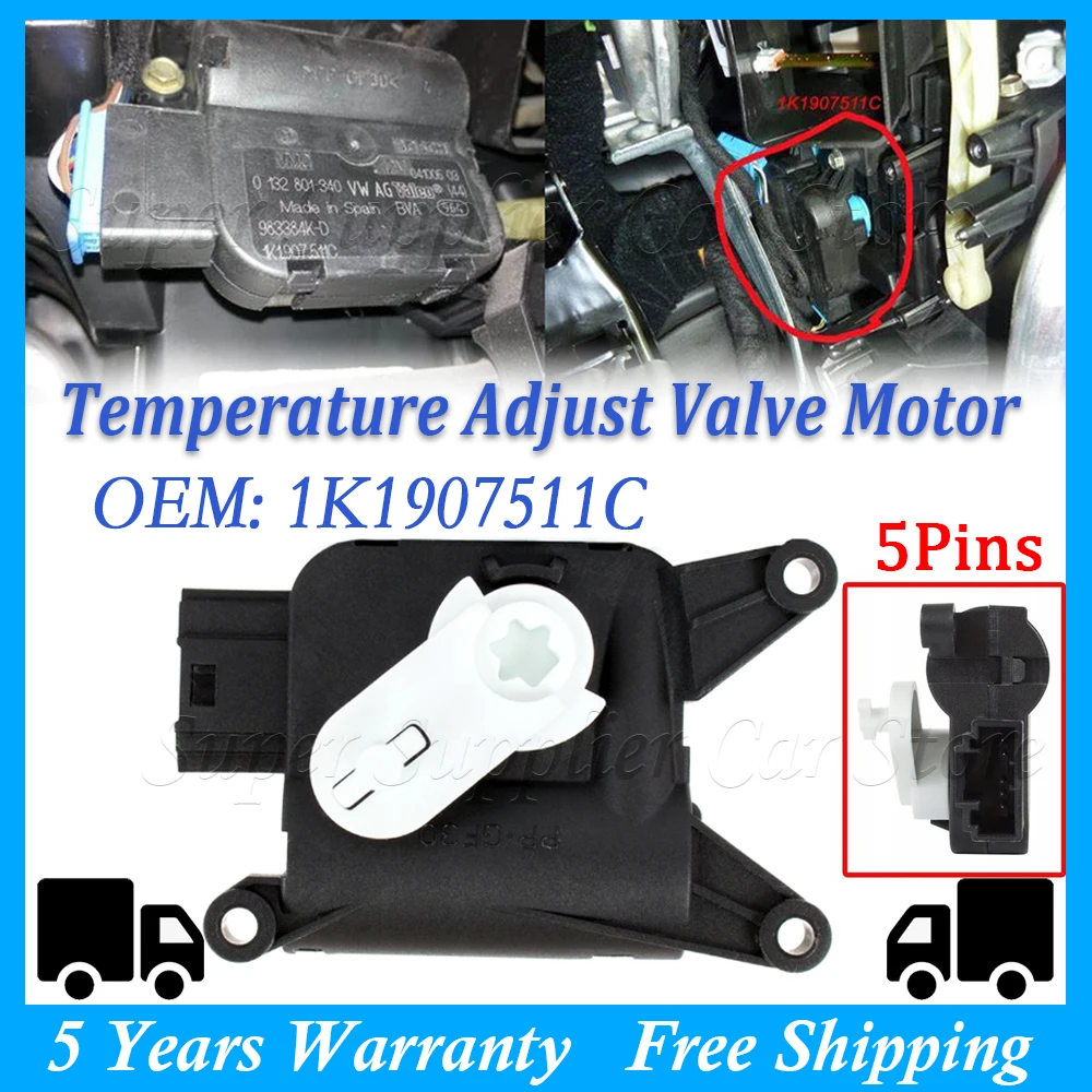 

1К 1907511 C привод контроля температуры, клапан нагревателя, двигатель левый для Audi A3 Q3 TT для VW EOS Golf GTI Jetta MK5 MK6 Touran
