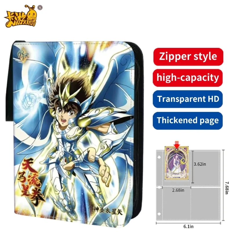 

Альбом для коллекционирования карт Saint Seiya на 400 карт, 4 кармана, большая вместимость, водонепроницаемый, кожаный, на молнии, для игровых карт