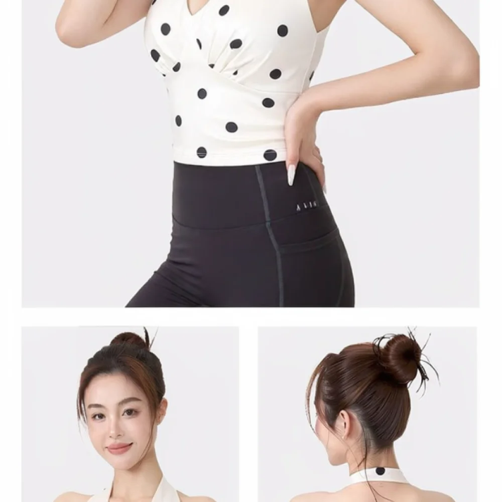 For Queang Yoga Tank Top V Neck Plaid Halter Slim Fit Cropped Sports Bra Quick Dry Breathable Fitness Workout Vest