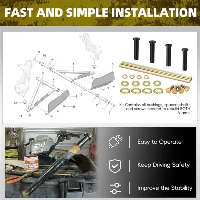 ل بولاريس سبورتسمان 400 500 570 600 700 800، تريل بليزر 250 330 400 طقم عمود جلبة أمامي سفلي A-ARM 7501093 إلخ #3