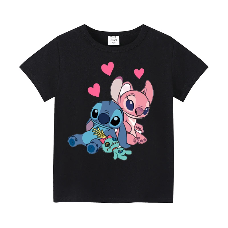 Boys Girl T Shirt Tops Stitch Disney Children\'s Clothing Short Sleeve T-shirts for Children Birthday Gifts Baby Summer Clothes