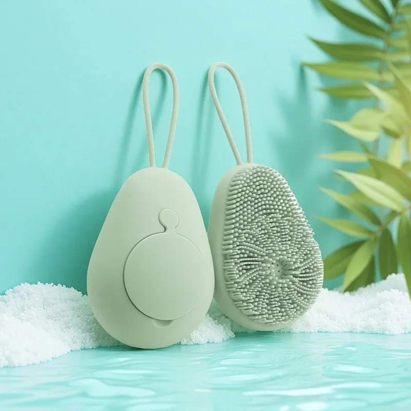 1pc Silicone Body Scrubber Exfoliating Body Scrubber Loofah Brush Refillable Bath Brush Easy Foaming Massage Brush Bathroom