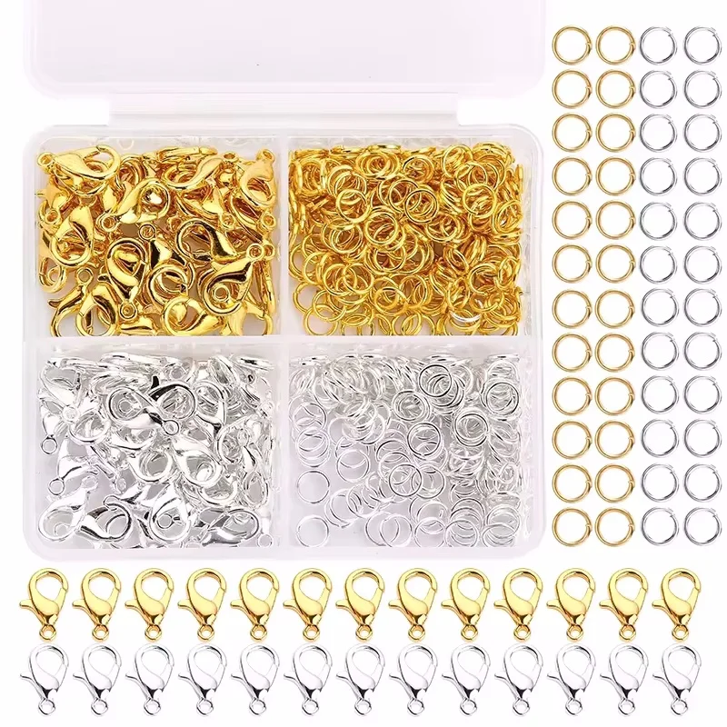 300-teiliges Schmuckherstellungsset, langlebige Karabinerverschlüsse und Biegeringe mit Aufbewahrungsbox für DIY-Ketten, Halsketten, Armbänder, Zubehör
