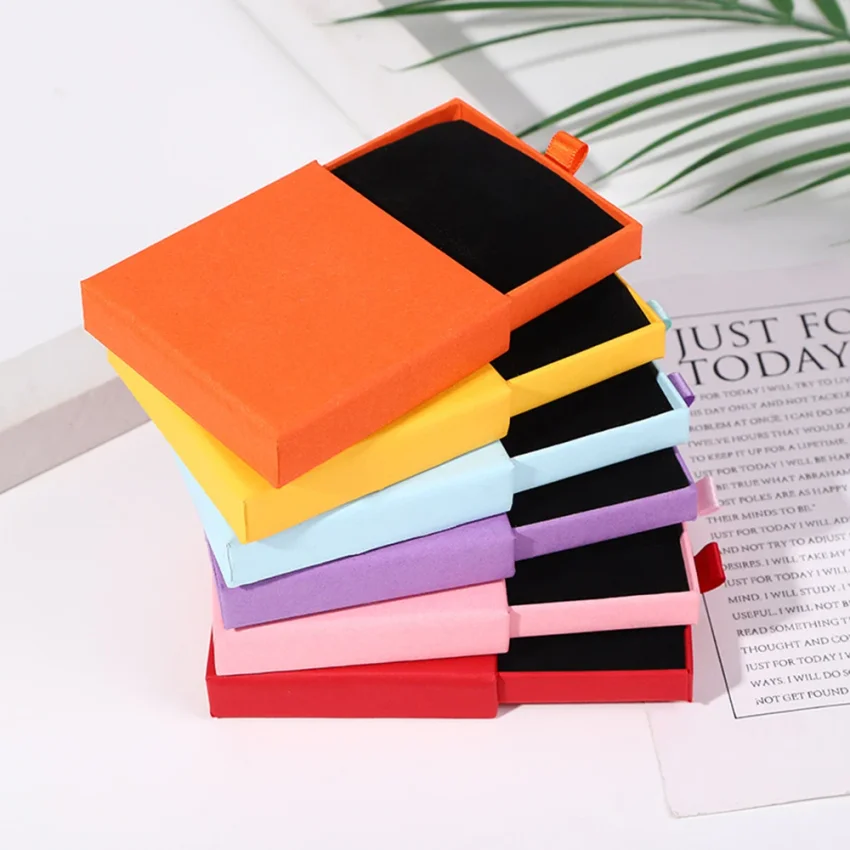 

Creative Drawer Jewelry Packaging Box Necklace Rings Earing Bracelet Storage Organizer Display Stand Solid Color Paper Gift Box