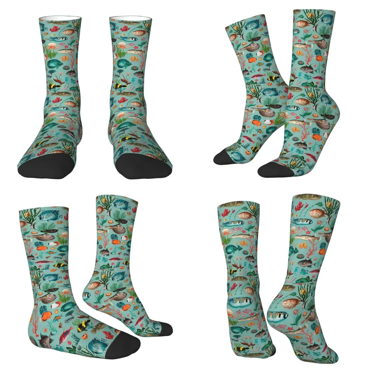 

Носки с принтом в виде рыбок из подводного мира, высококачественные носки в стиле Харадзюку, всесезонные длинные носки унисекс, подарки на День святого Валентина