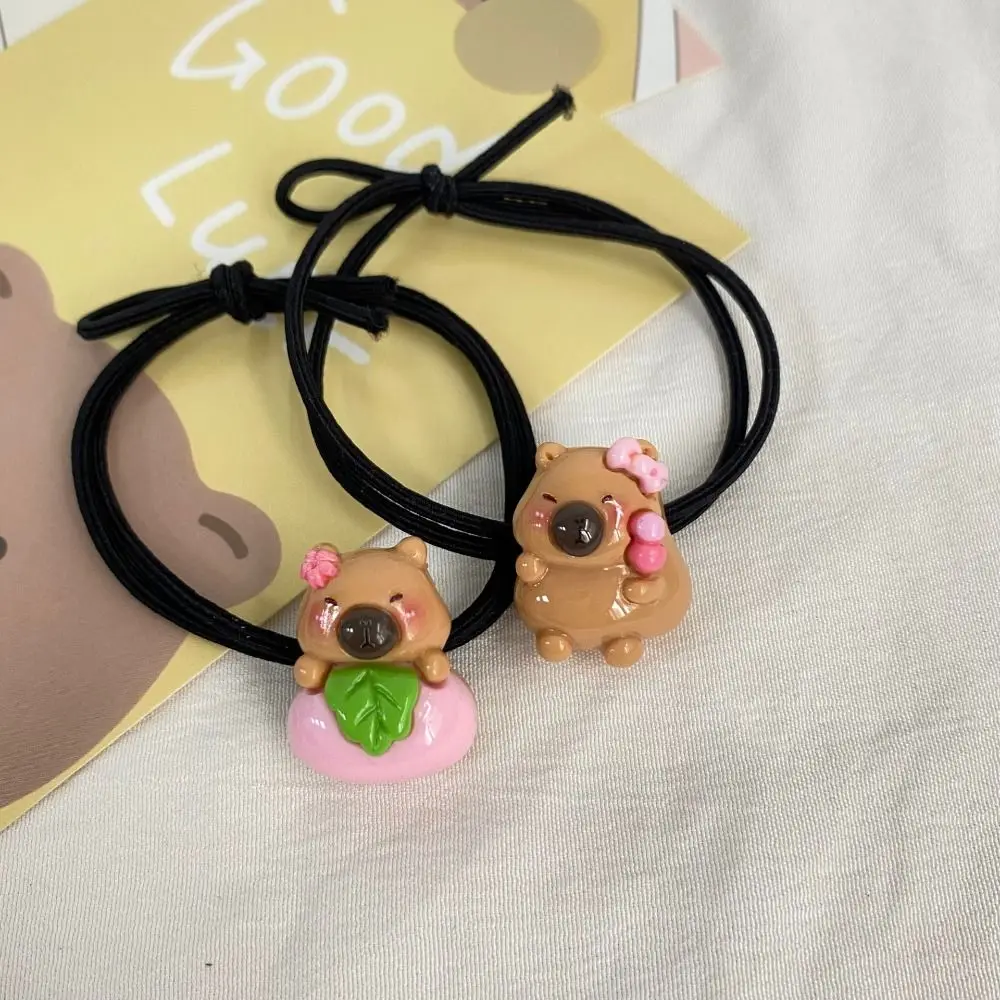 Cute Simple Capybara Hair Ties Cartoon Sweet Ponytail Holder Resin Elastic Hair Accessories