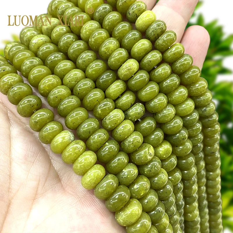 6x10MM Abacus Natural Stone Green Taiwan Jades Loose Rondelle Spacer Beads for Jewelry Making DIY Bracelets Charms  Accessories