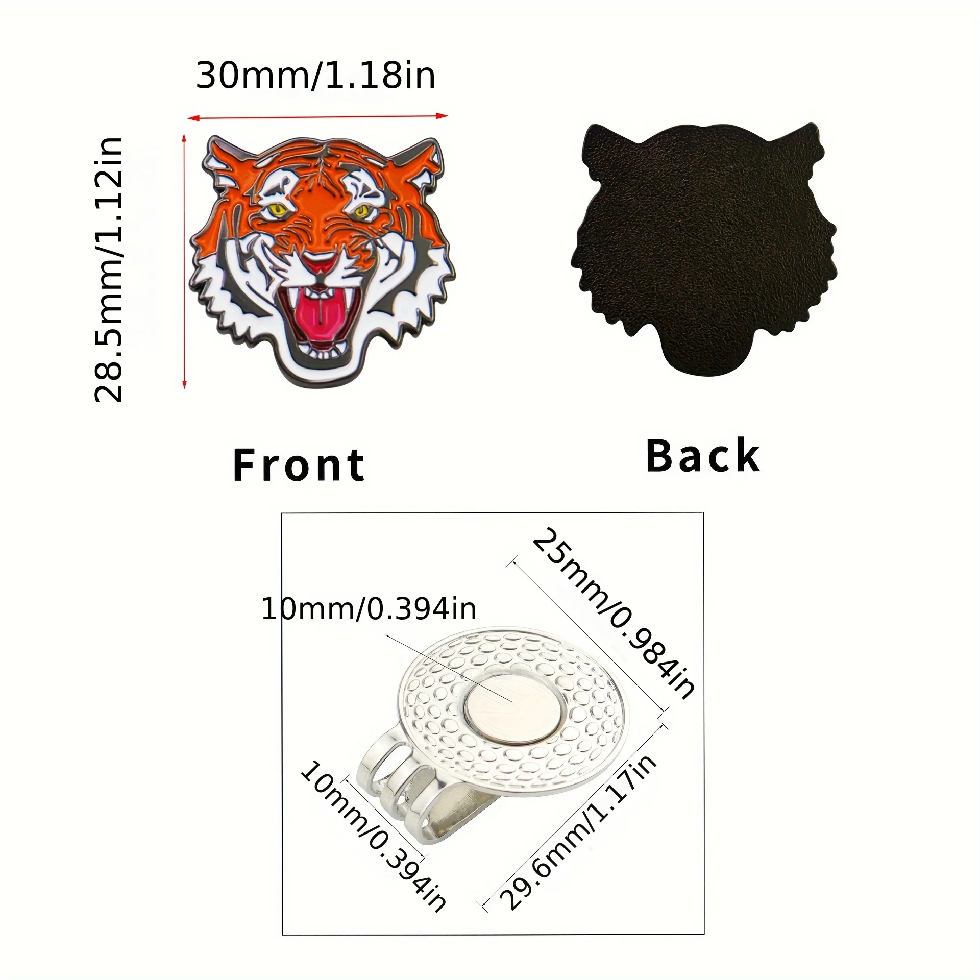 New Golf Accessories Golf Ball Marker Hat Clip Creative TIger Ball Mark LY5872