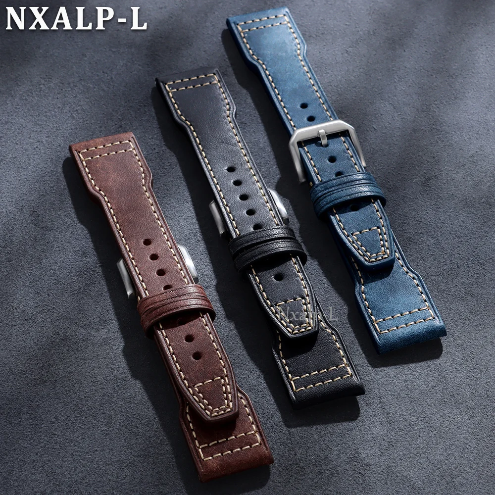20mm 21mm 22mm Uhrenarmband aus Rindsleder für IWC Pilot Portugieser, genähtes Lederarmband, Herren- und Damen-Sportarmband, Zubehör – Detail 13