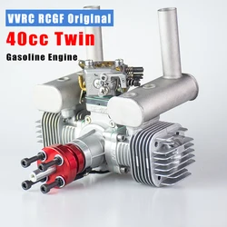 Nuovo V2 VVRC RCGF 40cc doppio cilindro motore a benzina/benzina doppio cilindro con silenziatore/accenditore/candela per modello RC aereo