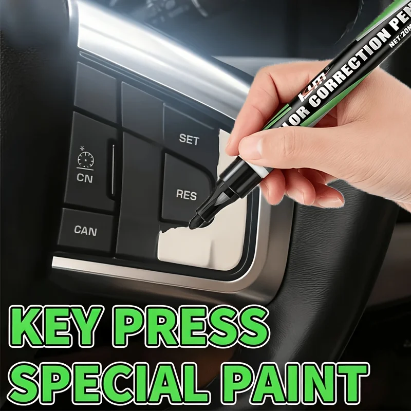 KJM Car Button Paint Repair Pen Black Plastic Touch Up Pen For Steering Wheel Center Console Seats Scratches Color Restoration