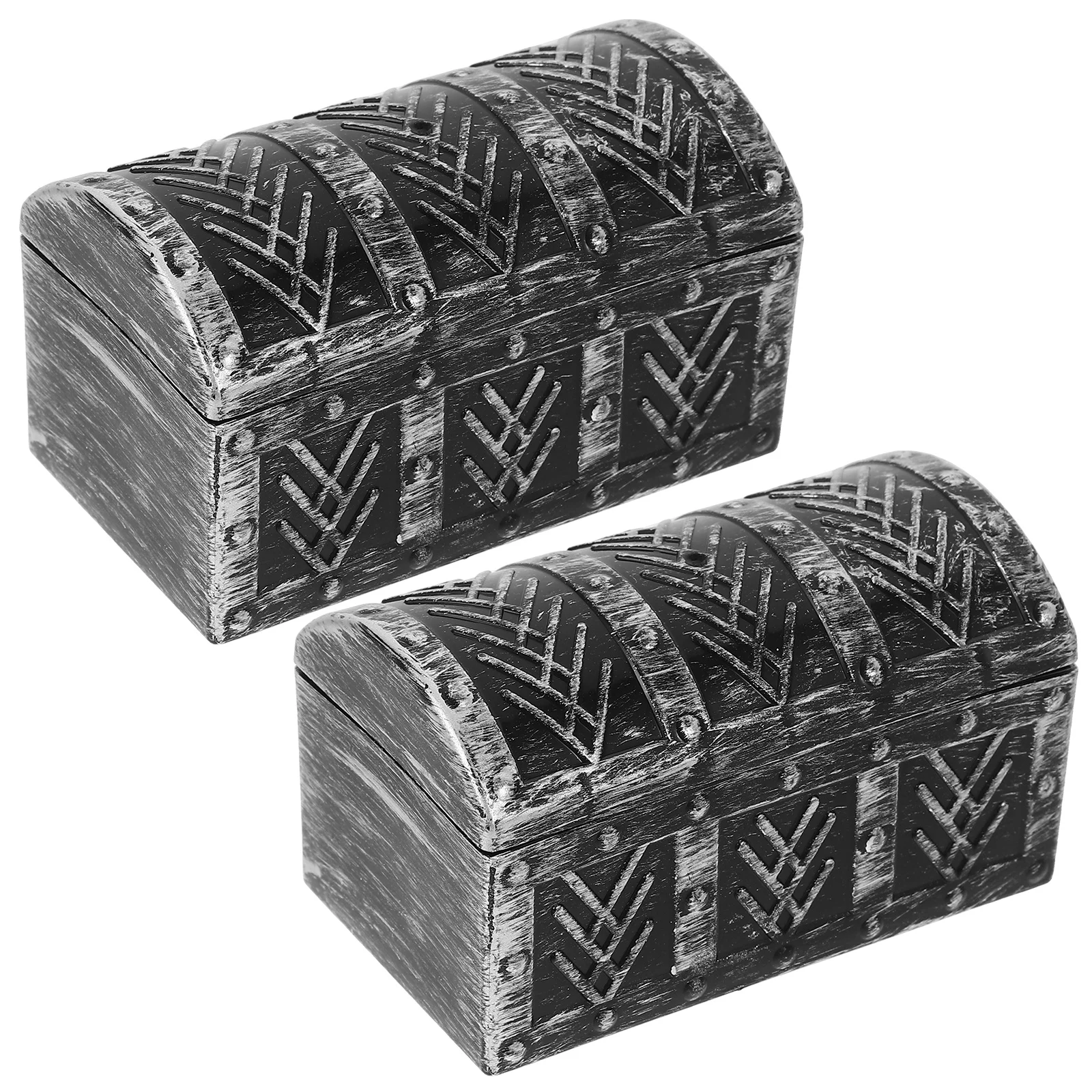 

2Pcs Vintage Plastic Jewelry Box Retro Trinket Storage Case Desktop Decorative Organizer Simple Storage Case Decorative Box