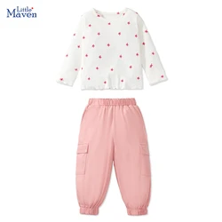 Little maven Children's Clothing 2024 Autumn New Baby Girls Cotton Flowers T Shirts Tops+Legging Sets Cotton Clothes for Kids