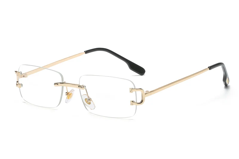 Kachawoo Retro-Rechteck-Sonnenbrille, randlos, für Herren und Damen, UV400, kleine Sonnenbrille, modisch, blau, rosa, goldfarben, Metall, Geburtstagsgeschenke