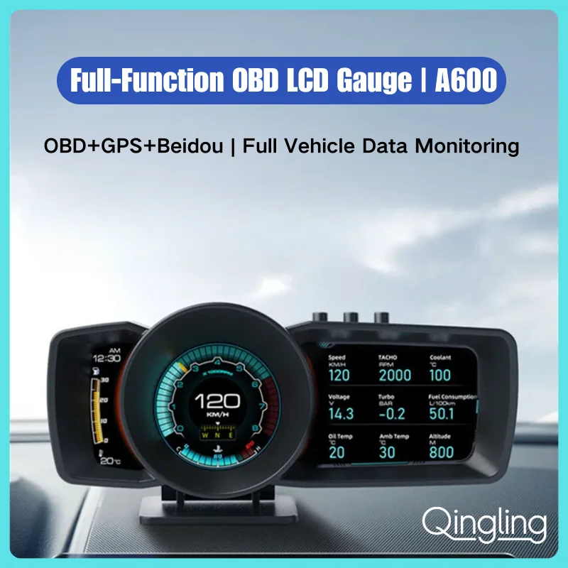 

Multi-Functional Car HUD OBD2+GPS Smart Gauge with Speedometer Turbo Boost Alarm System for Automotive Diagnostic Tool
