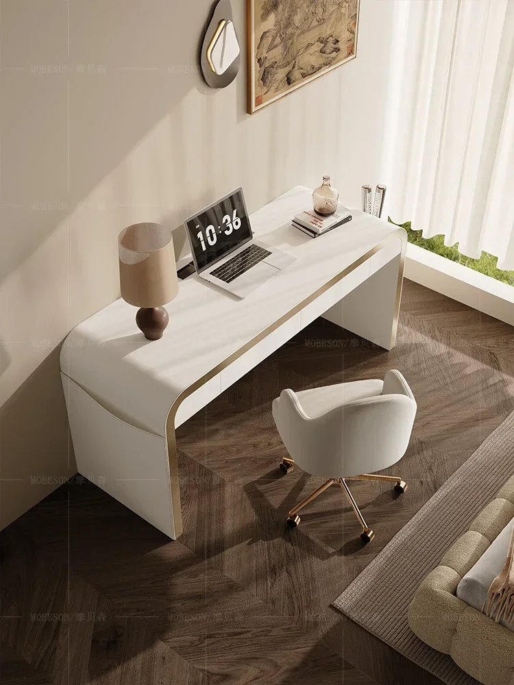

Кремовый стиль, седло, кожаный письменный стул, комбинированный домашний кабинет и спальня, современный простой компьютерный стол