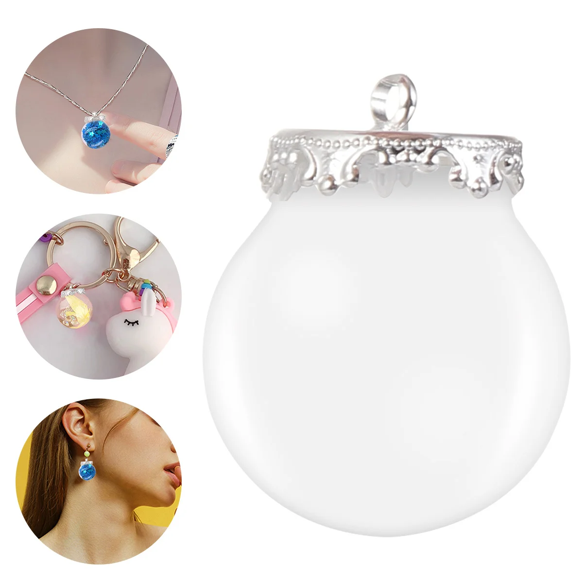 

30Pcs Mini Hollow Clear Glass Balls Crown Caps DIY Jewelry Pendant Supplies for Crystals Dried Flowers Glitter Beads Craft