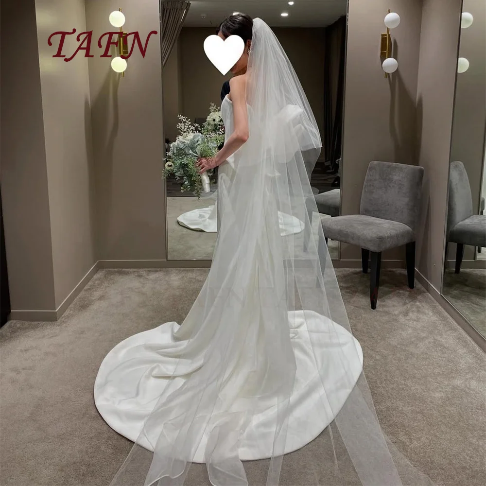 

TAFN простое свадебное платье цвета слоновой кости с русалкой, корейское свадебное платье из шелкового атласа без бретелек для фотосессии, длиной до пола, корсет сзади по индивидуальному заказу