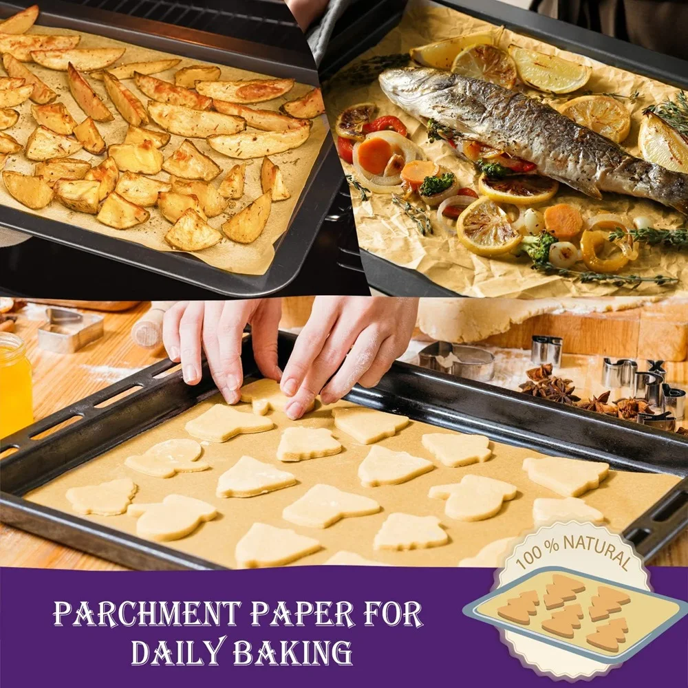 200 Pieces Parchment Paper Baking Sheets Non stick Pre-cut for Baking BBQ  Paper Wax Paper Air Fryer Steaming Cookies Disposable